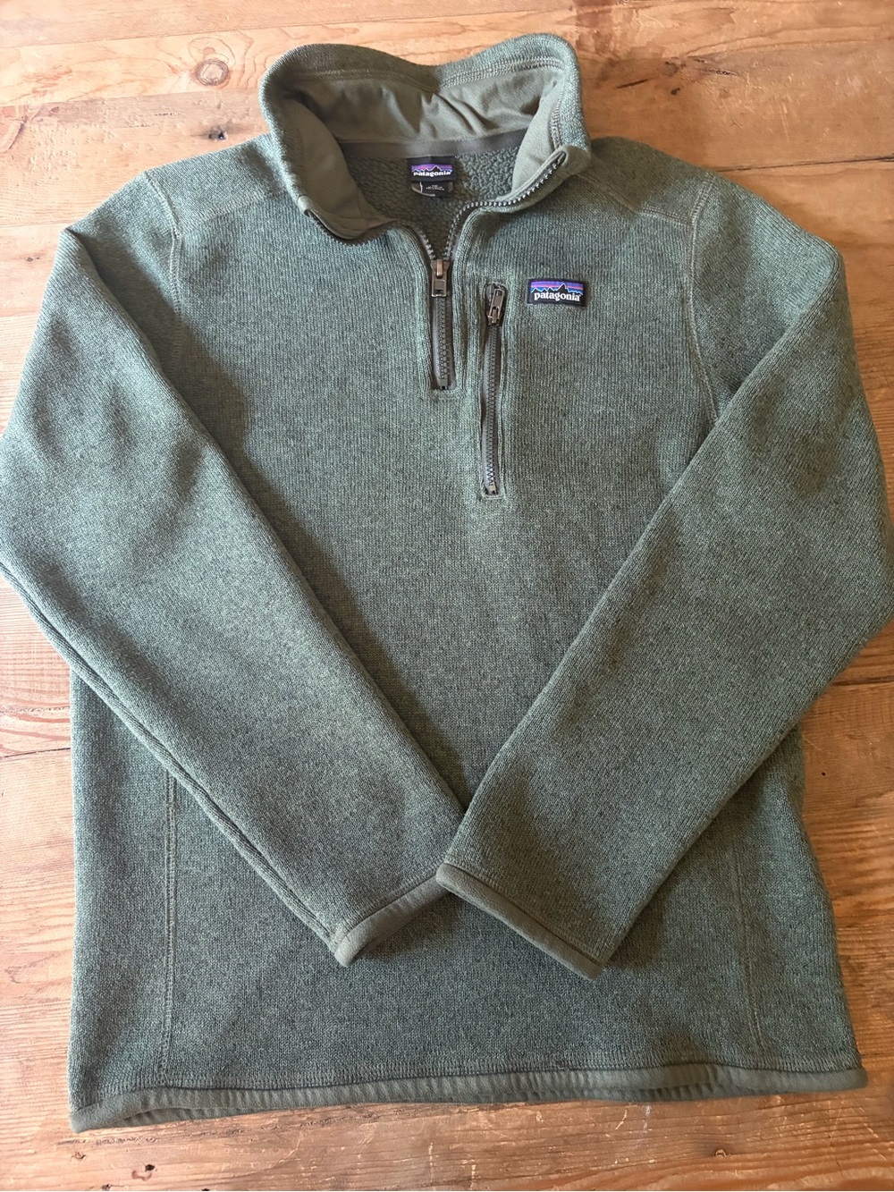 Patagonia Boys Olive Green Half-Zip Fleece Pullover Large